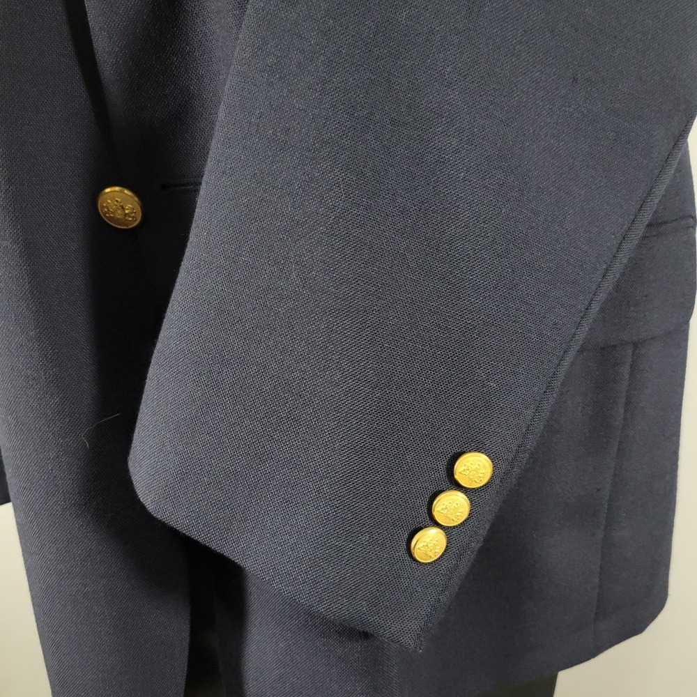 VTG Stafford Men's Sport Coat Blazer Two Button Navy Blue Polyester Wool Sz 48R‎ - Picture 10 of 15